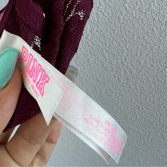 Victoria's Secret PINK Maroon Front Clasp Push-Up Strappy Back Bra 32C - Picture 8 of 8